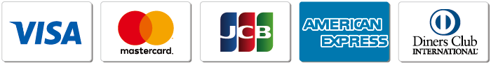 決済可能なクレジットカード：VISA,Mastercard,JCB,AMEX,Diners Club